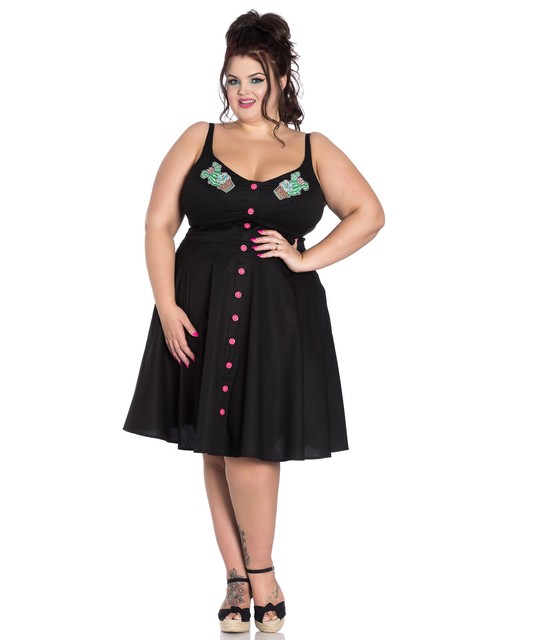 HELL BUNNY HATIORA cactus SUMMER BLACK DRESS XS-4XL