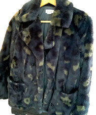 Zadig & Voltaire Xs Miles Leo Faux Fur Blue Green Camouflage Super Soft Coat