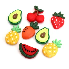 25pcs Assorted Flatback Resin Cute Fruite Carrot Avocado Cabochons 30mm Craft