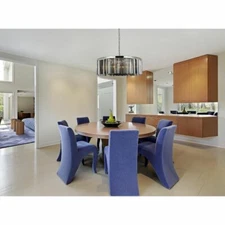 Silver Gray Crystal Chandelier Polished Nickel 10 Light Fixture Dining Room 43"