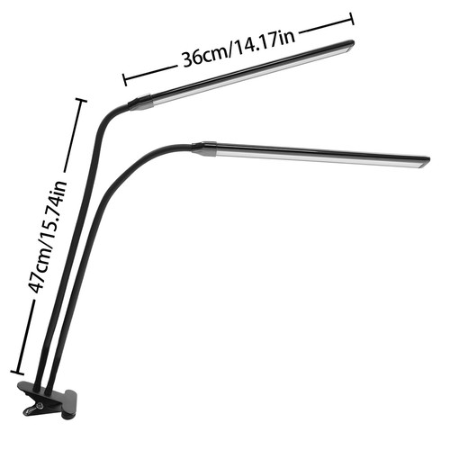 13W Tisch-Leselampe LED-Schreibtischlampe mit Druckknopf Doppelkopf-Schreibtis - Bild 4 von 14