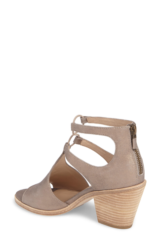 Eileen Fisher Lou Platinum Metallic Suede Open Toe Block Heel Sandal NEW 9.5 - 第 3/6 張圖片