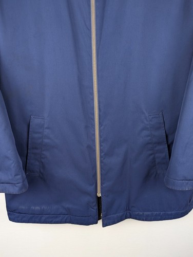 Lands End Reversible Coat Mens Large Gray Wool Blend Blue Canvas Long Jacket - Picture 8 of 16