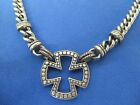 Silver Necklace 18" Designer Jewelry Signed Brighton Reversible Clover Antiqued
