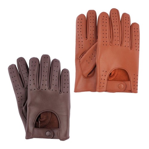MENS CLASSIC DRIVING GLOVES SOFT GENUINE REAL LAMBSKIN LEATHER DARK BROWN - Picture 8 of 17