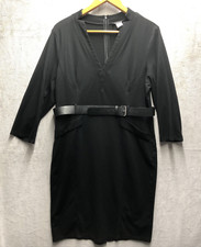Venus Women’s Dress Size 22 Black Career Chic Belt V Neck