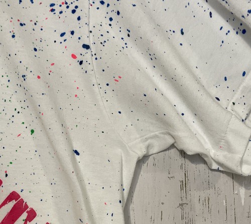 VTG Cincinnati 90’s Single Stitch Fluorescent Distress Paint Splatter XL T-shirt - Picture 5 of 11