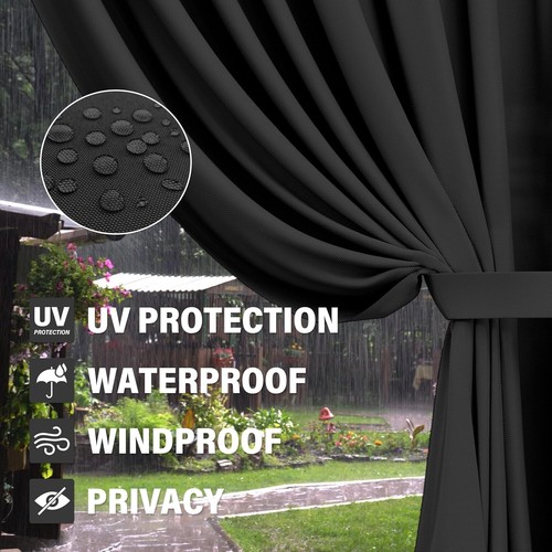 4-Panel Outdoor Gazebo Privacy Curtains - Waterproof & UV Resistant for 12'x20' - Picture 7 of 9