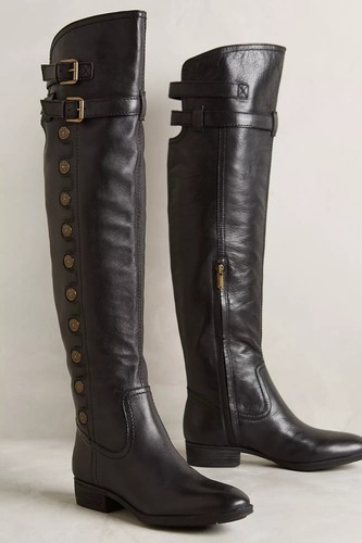 Sam Edelman Pierce Stiefel schwarz Leder Overknee Reitstiefel Western 7,5M - Bild 2 von 8