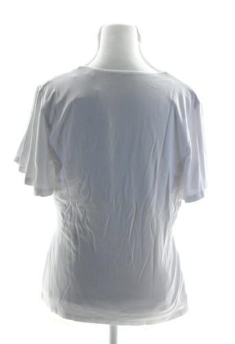Tahari Petite Women's White Blouse V-Neck Short Sleeve Pullover Basic Style - Picture 11 of 11