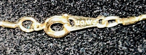 Avon facettierter blauer Glas Quadratschliff Solitär Anhänger goldfarbene Halskette 15 Zoll - Bild 11 von 14