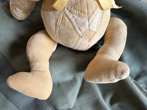 Rare Antique 1930s Handmade Quilt Teddy Bear Stuffed Animal Articulating Buttons - Picture 6 of 14