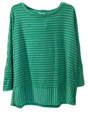 Westbound Woman Stripe Tunic Top Crew Neck Polyester-Rayon Mint [PS]
