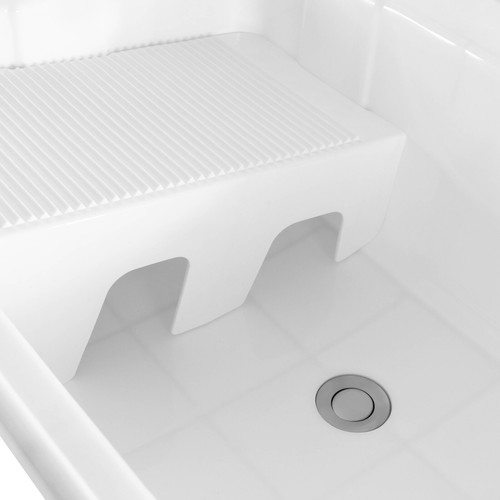 Freestanding Plastic Laundry Sink with Washboard, Indoor Outdoor Utility Sink - Picture 15 of 40