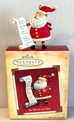 Hallmark Keepsake ''So Much To Do!'' Christmas Santa Ornament 2004