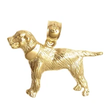  New 14k Yellow Gold Labrador Dog Pendant