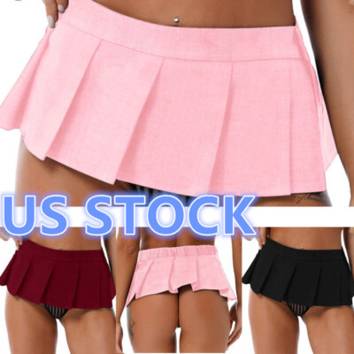 Women's Micro Pleated Miniskirts Elastic Waistband Schoolgirls