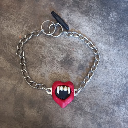 Gioiello Hip Hop Pendente Catena Rapper Punk Vampiro Cuore Collana Girocollo Set - Foto 9 di 24