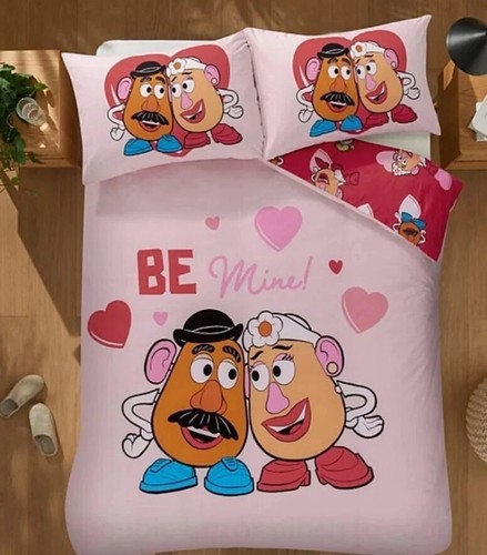 Disney Duvet Mr & Mrs Potato Reversible Double Bedding Set Toy Story Pink Hearts - Picture 1 of 8