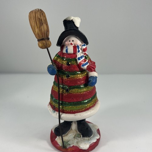 Pair Of 2 Vintage Christmas Figurines Santa Claus Snowman Rare Figurines - Picture 10 of 15