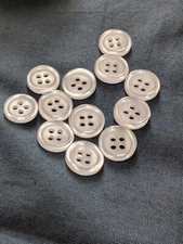 1 Dozen (12) 18L Shirting Buttons (11.4 mm 15/32 in) Resin - Pearl Coloured