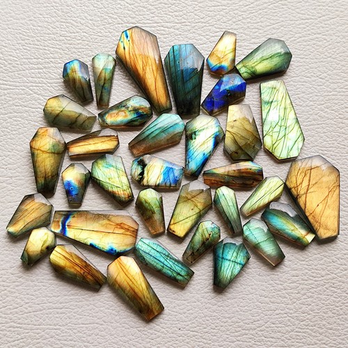 Coffin Shape Natural Multi Flashy Labradorite Cabochon Labradorite Gemstone CX23 - Bild 1 von 6