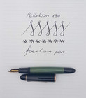 PELIKAN 140 GREEN STRIPED GUNTHER WAGNER FOUNTAIN PEN 14K F FLEX NIB RARE VTG