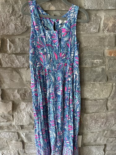 Lilly Pulitzer Target Girl’s My Fans Maxi Dress  Size Large (10/12) Ruffle Hem - Picture 1 of 4