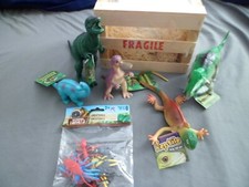 Dinosaur Toys T-Rex Brachiosaurus More  Dino Egg in Wood Box Lot of 7 New Gift
