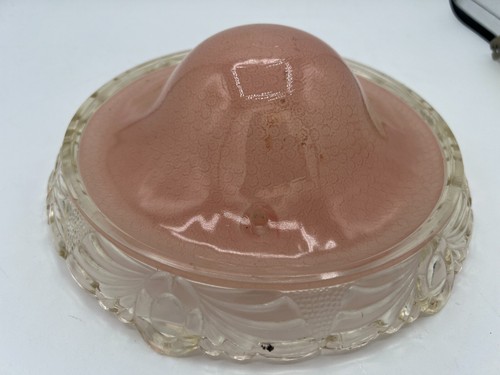 Vintage 3 Hole 10” Pink Glass Ceiling Light Fixture Cover Lamp Shade - Picture 2 of 6