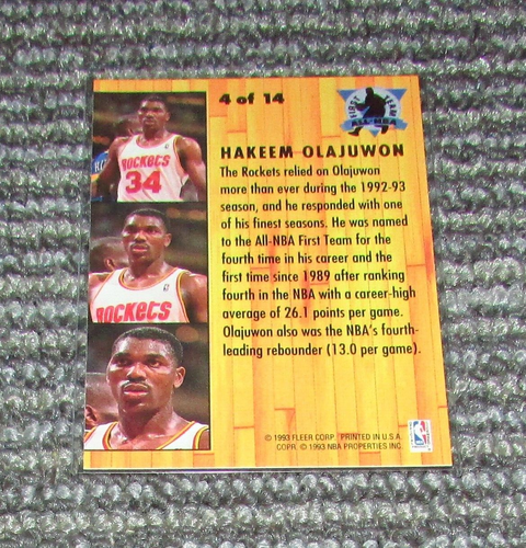 1993-94 Fleer Ultra All-NBA #4 Hakeem Olajuwon Fast Shipping - Picture 2 of 2