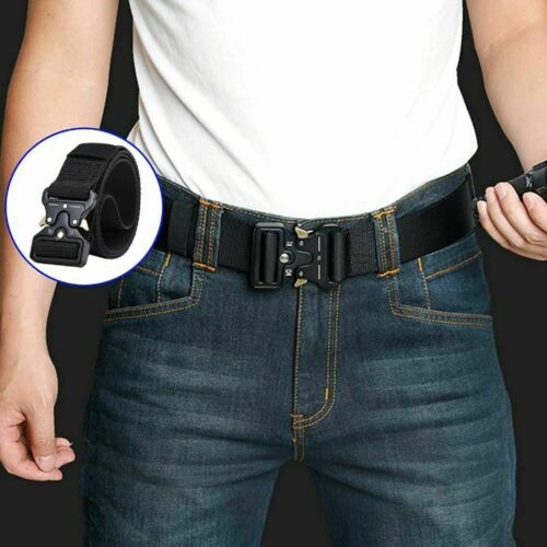 Men Casual Military Tactical Army Adjustable Quick Release Belts Pants Waistband - Picture 5 of 15