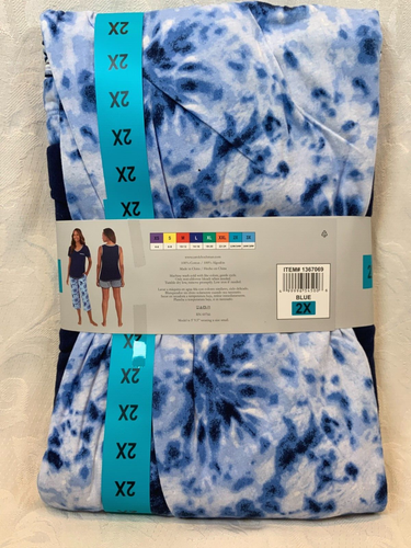 Carole Hochman Damengröße 2X *4-teilig* blau Batik Streifen Baumwolle Pyjama Set - Bild 4 von 5