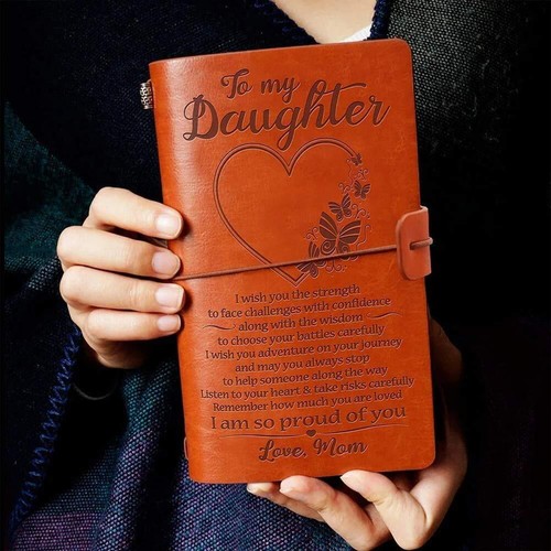 To My Daughter Leather Journal - 140 Page Keepsake Notebook Gift Refillable T... - Picture 2 of 7