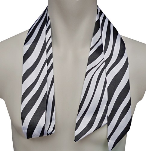 schmaler Herren Schrägschal Schal schwarz weiß Zebra Muster 1337 - Bild 2 von 2