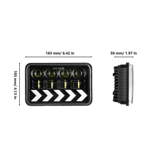 4x6" LED Headlights Hi/Lo Dynamic Turn Signal Lamp for Chevrolet K10 K20 K30 - Picture 11 of 11