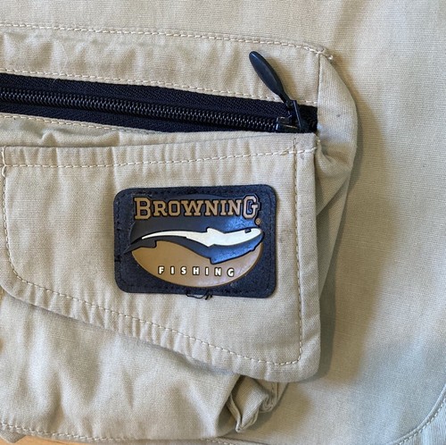 Browning Men’s Full zip Fishing vest size L Tan Q8 - Picture 5 of 7