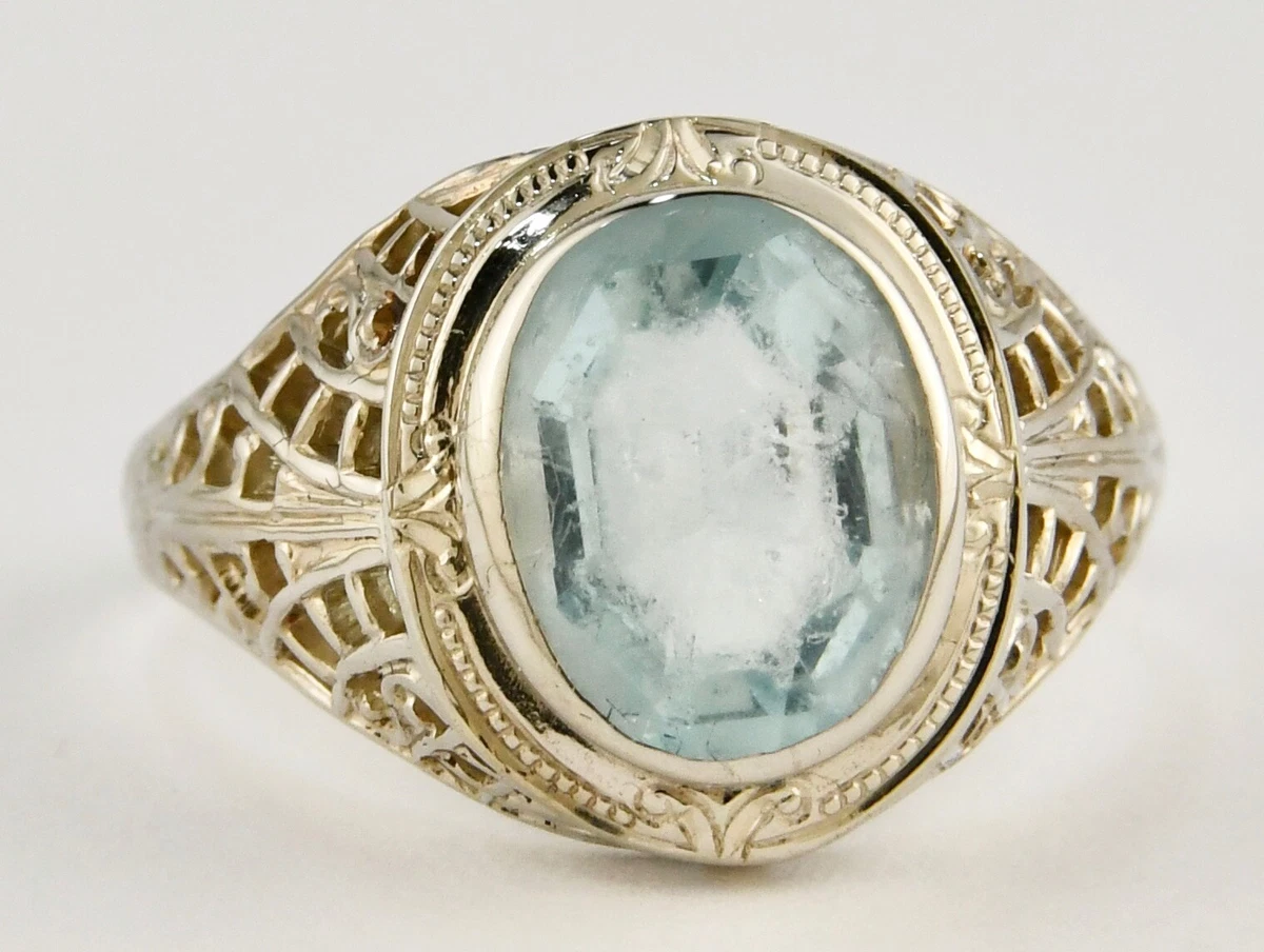 Vintage aquamarine cheap rings ebay