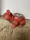 Ceramic Frog - Clean Burn Tabletop Torch - Red & Brown 