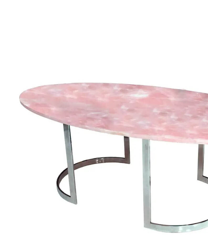 12"x18" Oval Rose Quartz Dining Table Top Healing Crystal Stone Handmade Arts - Picture 4 of 8