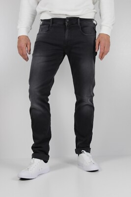 REPLAY Anbass Jeans - Hyperflex - Steel Black Edition - grau - schwarz W30 / L34