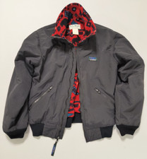 Vintage LL Bean Jacket Large Black Warm Up Red Fleece Lined Bomber Insulated