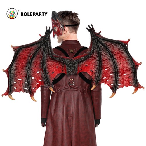 BO-F1 Deluxe Adult Vampire Devil Mask Wings Fairy Costume Accessory 80cm - Picture 9 of 15