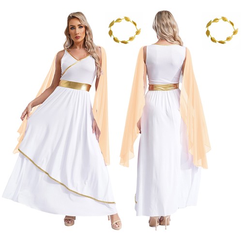Women's Toga Performance Dresses Fancy Robe Stage Dress Long Dancewear Roman - Picture 4 of 41