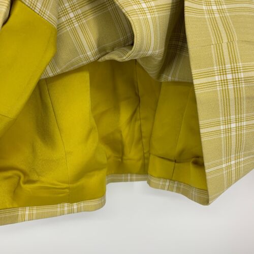 Onarin Blazer Womens Size XS Yellow Print Plaid Cinched Button Down Lined Jacket - Picture 6 of 9