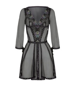 AGENT PROVOCATEUR RARE SEXY SHEER BLACK PETUNIA NEGLIGEE ROBE NO SIZE LABELS