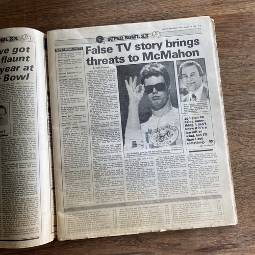 1985 NFL Chicago Bears Super Bowl XX Beer Stein + 1/24/86 Newspaper Preview - Picture 6 of 18