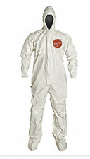 TYVEK, COVERALLS, SUIT, HOOD, MEDIUM, BOOTIES, CHEMICAL, RESISTANT,  BOX OF 6