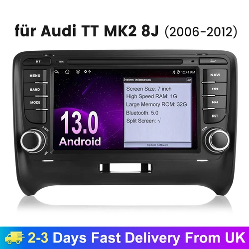 FOR AUDI TT MK2 8J 7" Android13 Car Stereo Radio GPS Navi WIFI BT RDS DAB+ 4Core - Picture 1 of 11