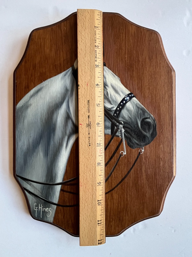 G. Hines Signed Horse Painting Gray Bridle Equine Portrait Original - Picture 10 of 12